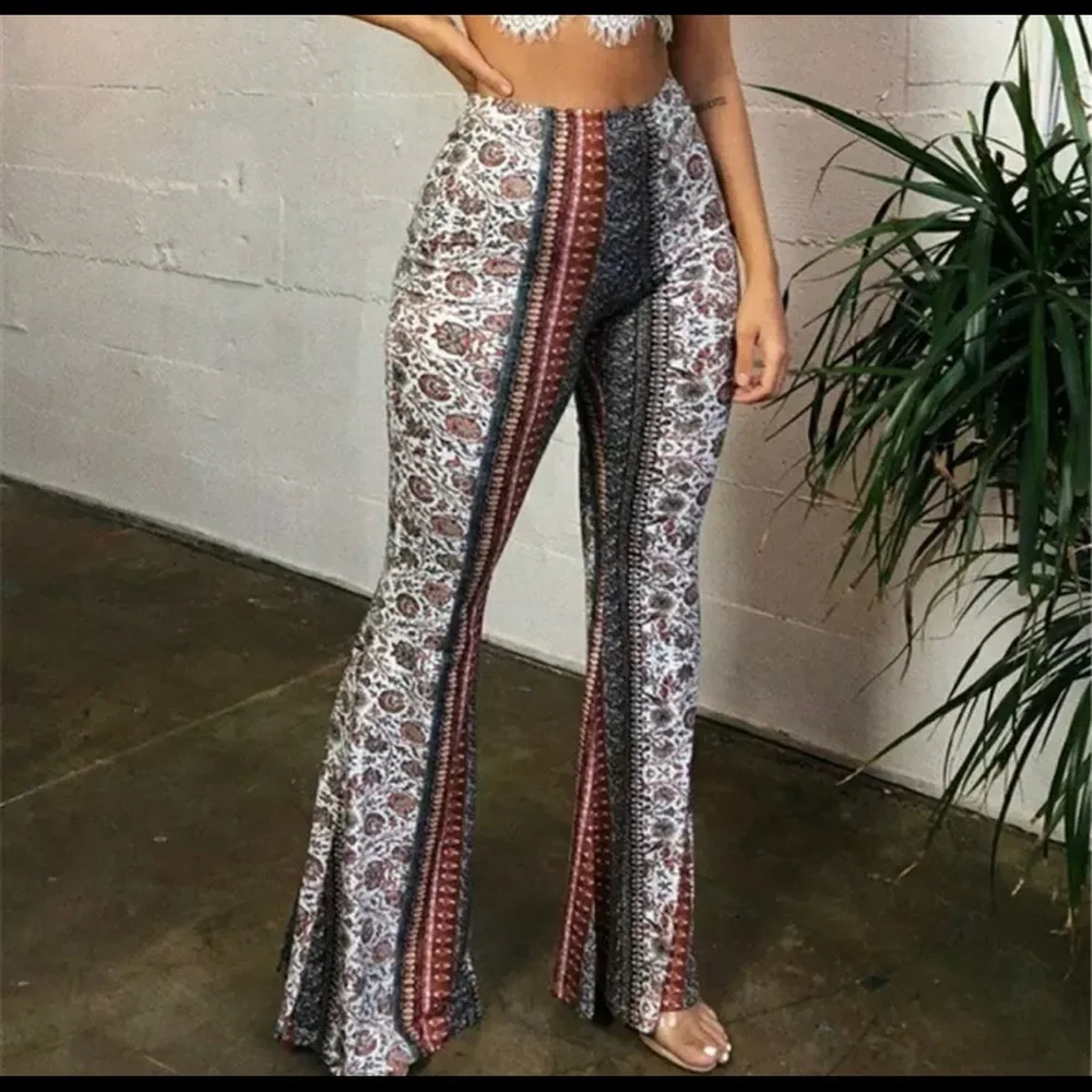 Wide Leg Hippie Palazzo Multicolored Pants - Picture 3 of 6